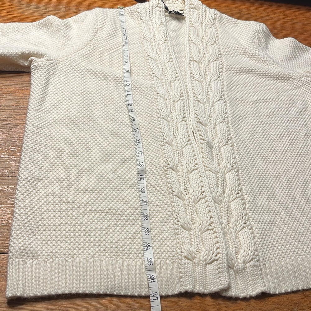 Talbots Cream Cable-Trim Open Front Cardigan - Picture 9 of 9